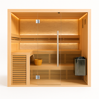 Indoor Traditional Sauna Built for Home Wellness, Nordic Aspen Interior, 7.5kW Heater, Tempered Glass — product view 7
